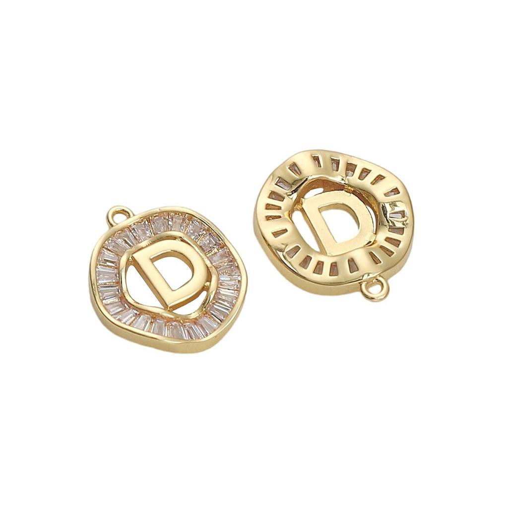 Copper Zirconium Inlaid 26 Letter Pendant For DIY Jewelry Making Craft Accessories