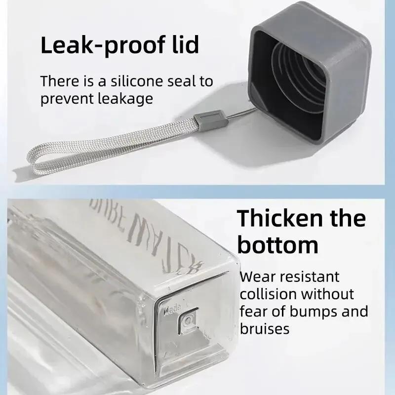 1 шт. прозрачный квадратный стакан для питья в пластиковой переносной бутылке для воды Mate с молочным кабелем для занятий спортом на открытом воздухе