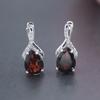 100% Natural Garnet Stud Clasp Earrings 925 Sterling Silver Pear 9*7mm Gemstone Jewelry for Women Wife Girl Gift