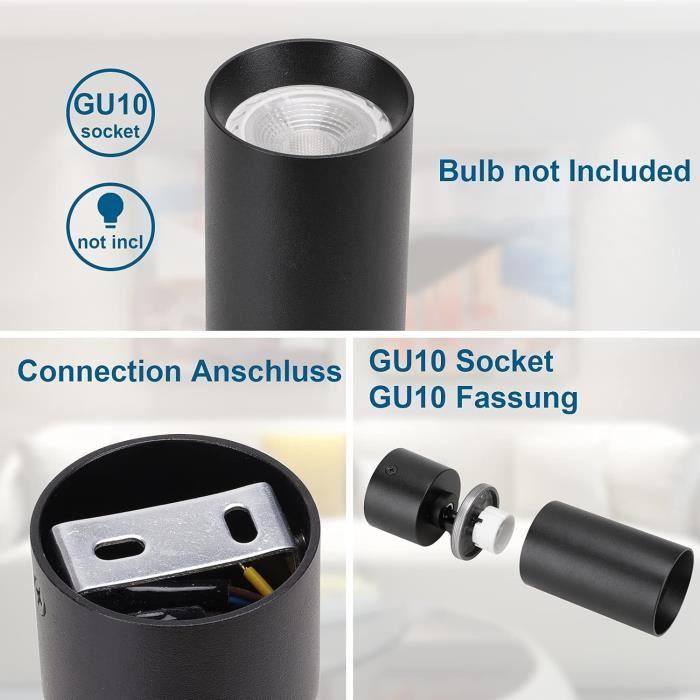 Spot Plafond - KLIGHTEN - Orientable Noir - Aluminium - Douille GU10 - 330° Pivotant