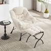 Fauteuil inclinable - MUVOE - Avec repose-pieds - Blanc - Coton PP - Cadre acier
