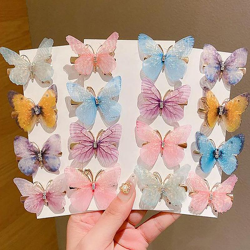 Заколки-бабочки, заколки для волос для девочек, заколки-бабочки, женское милое украшение для волос, радужный головной убор, модные аксессуары для волос