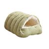 Warm Semi-sealed Pet Bed Checkered Pattern Cat Cotton Nest Winter Cat Bed  for Rabbit Cats