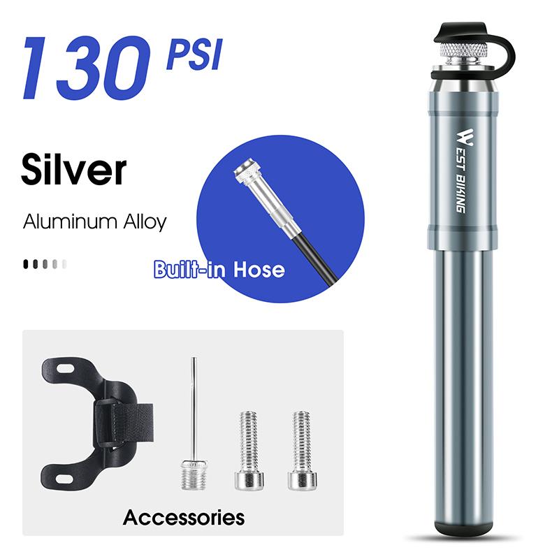 WEST BIKING Portable Bike Pump Aluminum Alloy Bicycle Air Pump Tire Inflator Schrader/Presta Universal Road Cycling Accessories