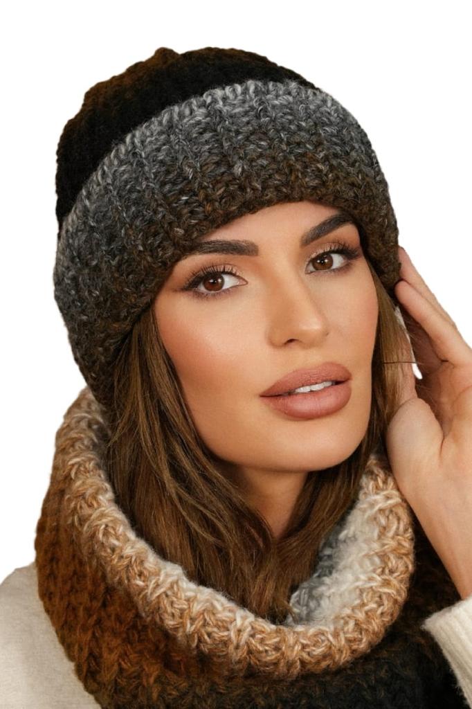 Blues Winter Shaded Hat and Scarf Set Caramel Color