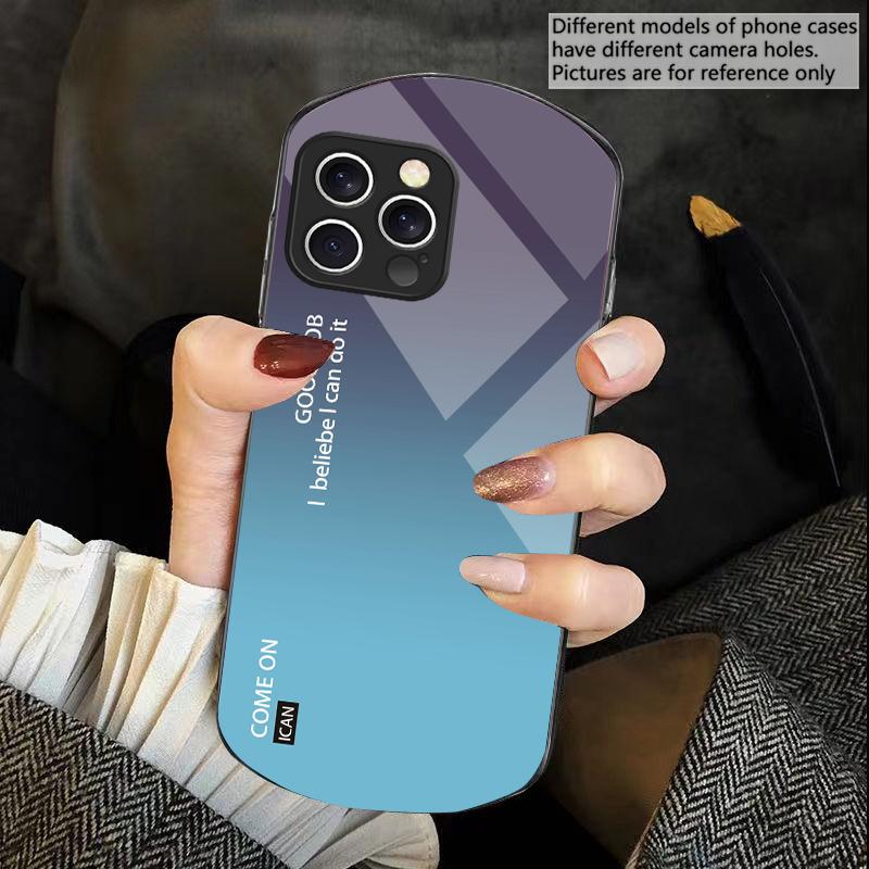 Однотонный градиентный Для iPhone 16 15 14 13 Plus 12 mini 11 Pro Max XR Xs X 7 8 6 6S 2022 Эллиптический чехол для телефона из закаленного стекла