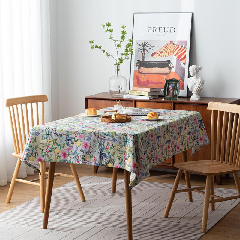 Pastoral Retro Polyester Digital Printing Colorful Flower And Bird Tablecloth Rectangular Tea Table Table Cloth Tablecloth Cover