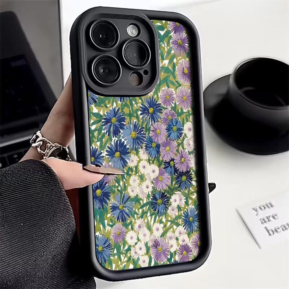 Чехол для телефона с ярким цветочным узором для iPhone 17e 16 15 14 13 12 11 Air Pro Max Mini XR XS X 7 8 6 6s Plus Мягкая задняя крышка из ТПУ