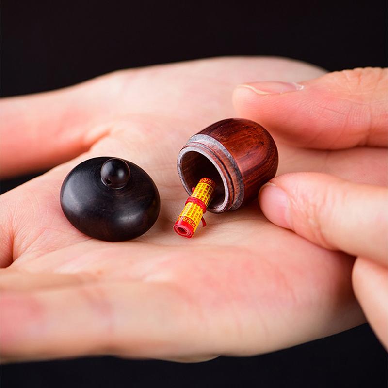 6.6*4.5Cm Pill Box Case Solid Wood Bottle Holder Wooden Rescue Container Pendant