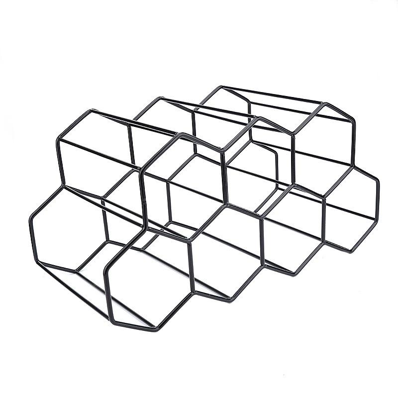 Modern Metal Honeycomb Wine Rack Wine Bottle Storage Beehive Tabletop Wine Rack Hexagon 9 Bottle Wine Holder Display