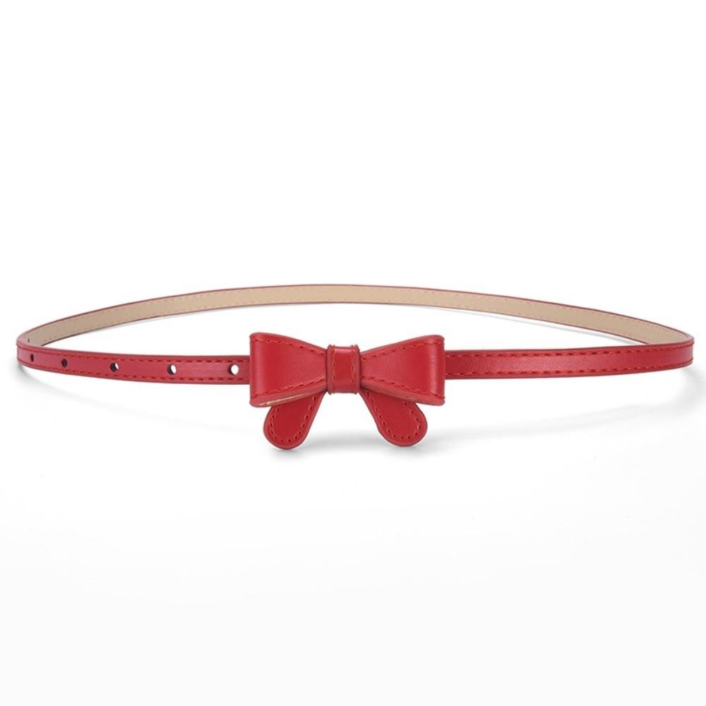 New Bowknot Leather Belt Solid Color Adjustable Thin Belt Simple Waist Chain for Jeans