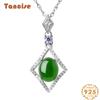 Tancise 925 Sterling Silver Classic Women Jade Necklace Pendant Zircon Fashion Gift