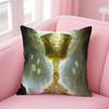 Holy Grail Pattern Pillow Religious Art Cushion Cover Linen Pillowcase Cover Soft Decor for Sofa Home Room