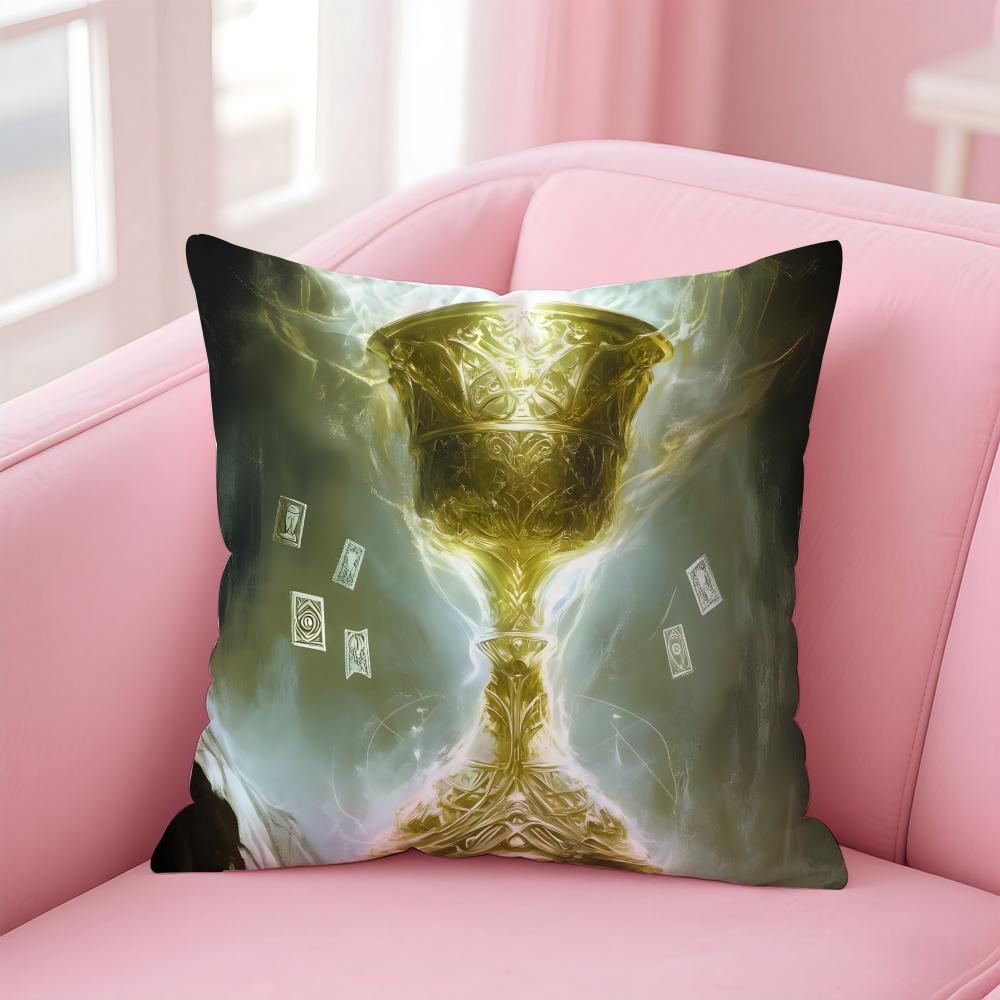 Holy Grail Pattern Pillow Religious Art Cushion Cover Linen Pillowcase Cover Soft Decor for Sofa Home Room