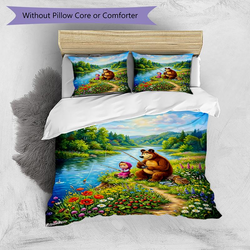 3pcs Duvet Cover Set (1*Duvet Cover + 2*Pillowcase, Without Core),cartoon animation Print Bedding Set, Bedroom Decor, All‑Season, Birthday Gift