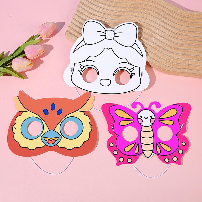 8Pcs Cartoon Animal Painting Mask DIY Graffiti Educational Toys for Kids Birthday Party Favors Kindergarten Prize Pinata Fillers
