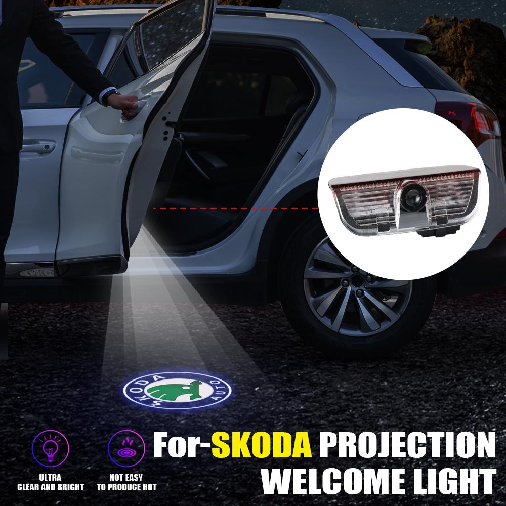 ZDVK6 2/4pcs Car Door Welcome Lights for Skoda Superb 2009 2013 2014 Superb CONBI B8/3V 2015-2024 Logo Projector Ghost Shadow Lamp