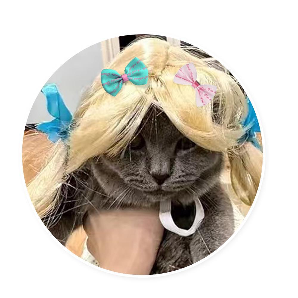 Украшения-бантики для собак: Милая заколка для волос в тон с шариком светло-золотистого цвета и цветочным узором