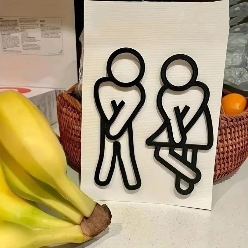 2D Flat Toilet Signage 12cm Gender Signs Modern WC Door Signs Shopping Mall