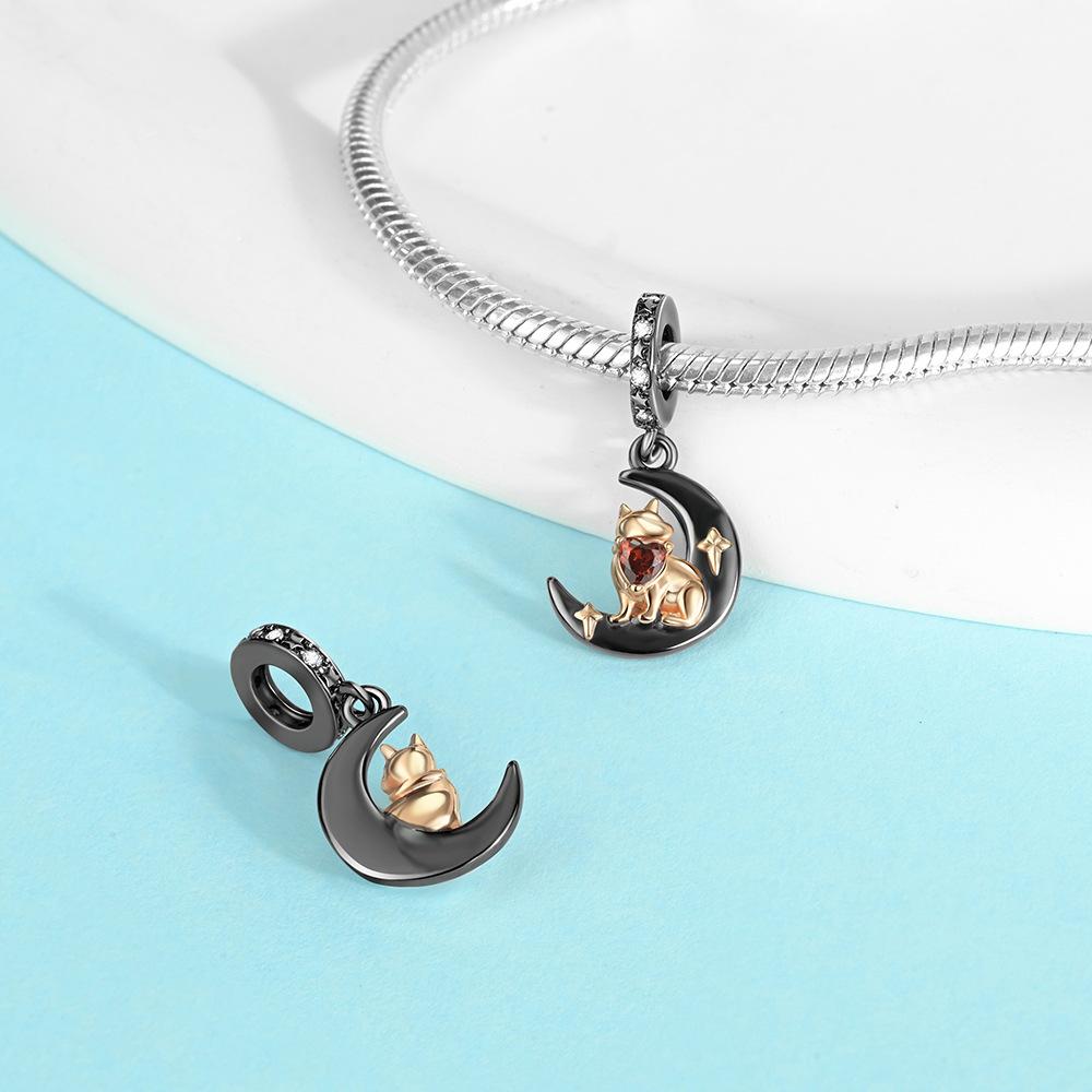 Playful Cute Black Cat Charm Bracelet DIY Bead Accessories Black Gold Baby Dragon Theme