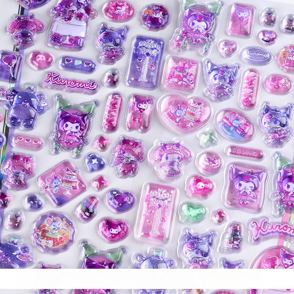 New Hellokitty Kuromi Melody Stickers Anime 3D Jelly Sticker Toys DIY Crystal Decorative Stickers Decorative Sticker Kids Toy