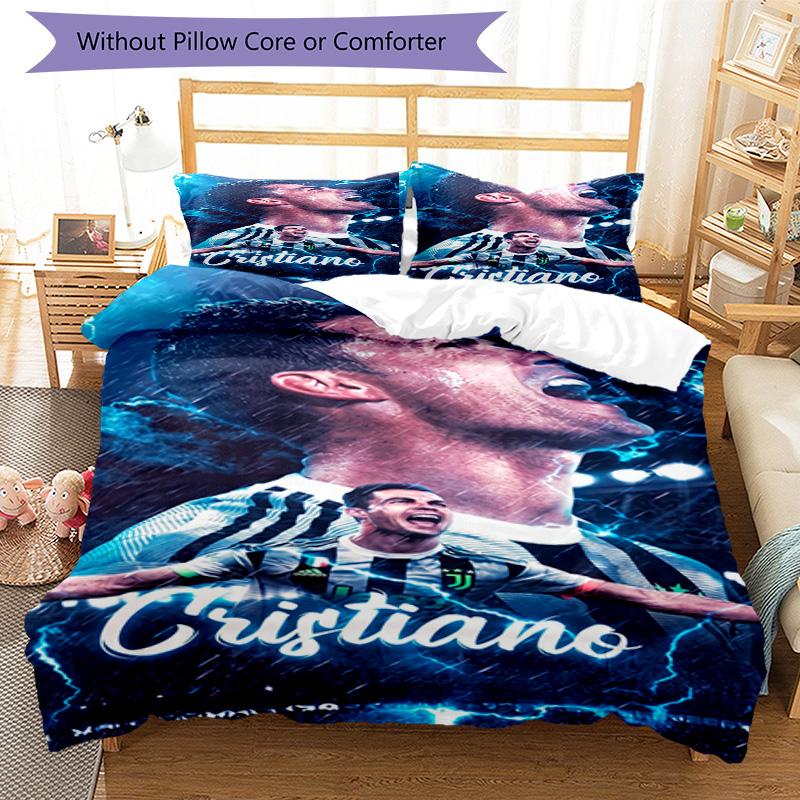 Ronaldo's Ronaldo Joins Juventus Bedding Set, Breathable Duvet Cover with Pillowcases, Soft Bed Linen for Bedroom Home Decoration, Perfect Festival Bi