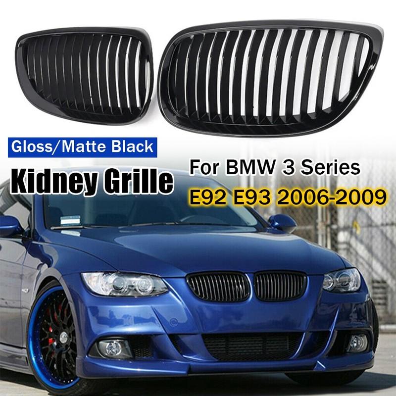 For BMW 3 Series E92 E93 Coupe M3 2008-2010 2x Car ABS Grille Front Kidney Grill Single Line Style 51137157277 51137157278 Parts