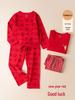 Детский набор термобелья красного цвета «Год Дракона» - Осенне-зимняя пижама для мальчиков и девочек