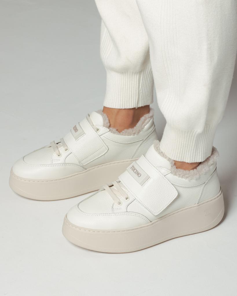 Кроссовки зимние на платформе Tucino 72101 37 молочные кожа