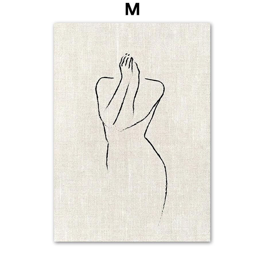 Цветок Песчаный Холм Пляж Абстрактные Линии Девушка Скандинавские Плакаты И Принты Холст Картина Настенные Картины Для Украшения Гостиной