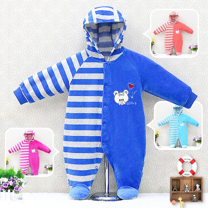 Newborn Baby Boy And Girl Infant Hooded Clothing Velvet Winter Spring One Piece Kid Long Sleeve Kidswear Aapparel Newborn Suits Tddler Romper