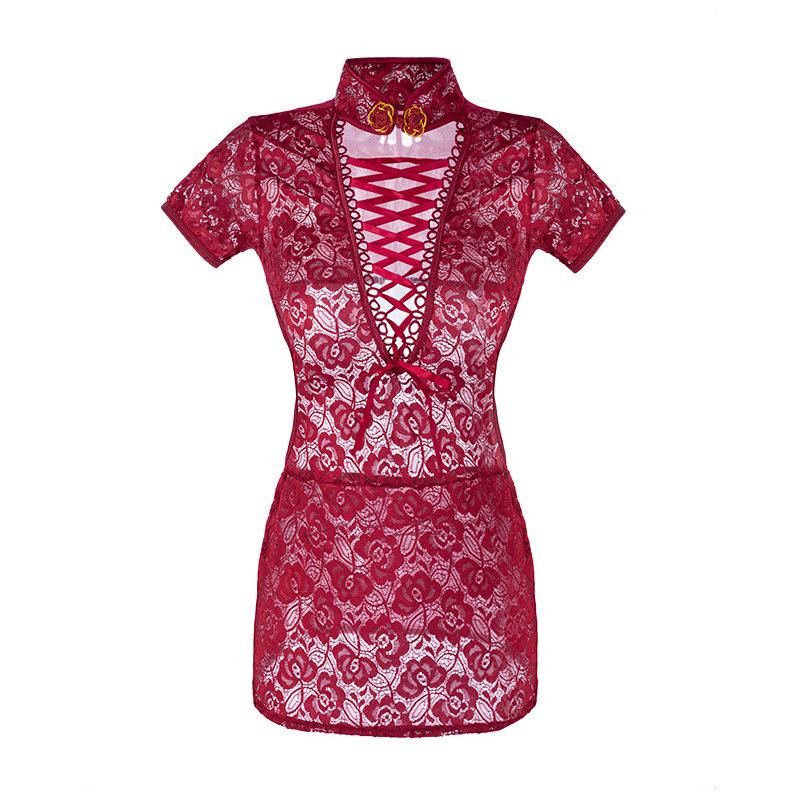 Sex Cheongsam Uniform Seduction Passion Hot Perspective Bed Cos Lace Free Flirting