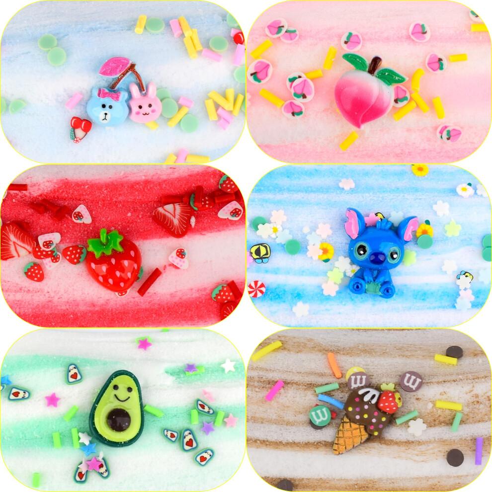 Cloud Slime Kit 12 Pack,With Stitch Rainbow Cake Strawberry Rose Slimes Charms,Fluffy Slime for Girls and Boys,Stress Relief Toy for Kids