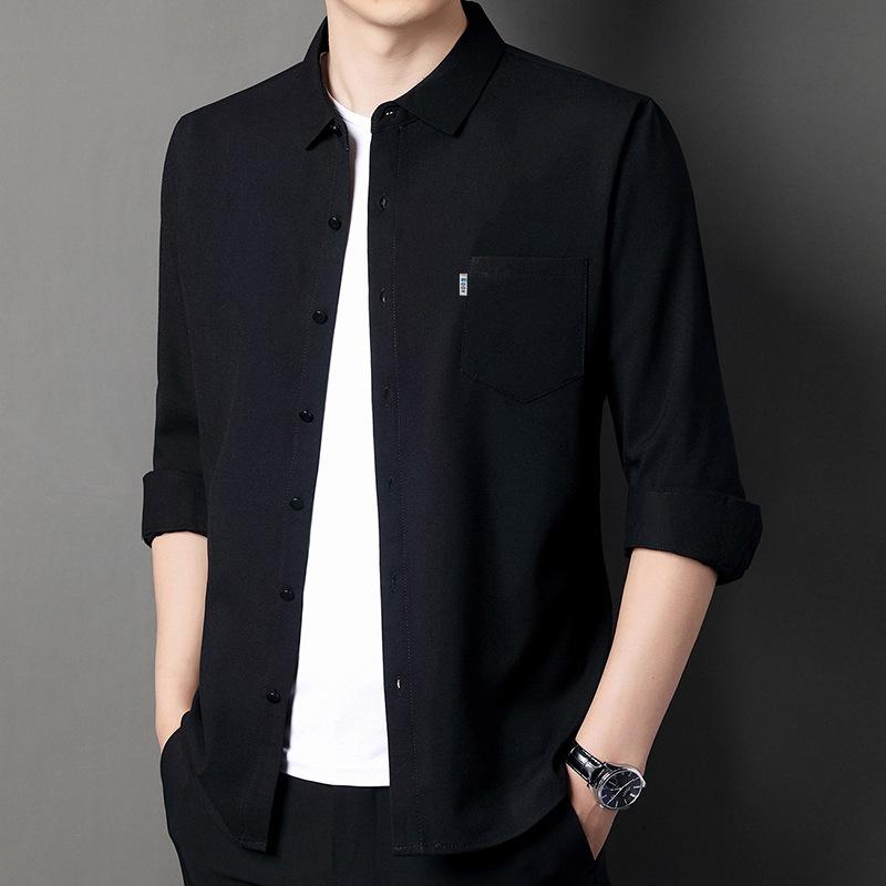 Весенне-осенняя рубашка с длинными рукавами, мужская рубашка для делового отдыха и отдыха среднего возраста, хлопковая мужская рубашка для папы