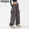 Solid Cargo Pants Women Casual Baggy Long Trousers Spring Fall Streetwear Vintage Loose Couple Sweatpants