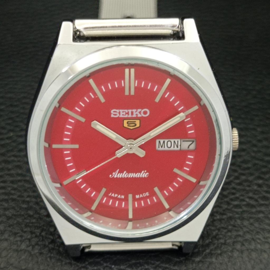 ВОССТАНОВЛЕННЫЕ ВИНТАЖНЫЕ SEIKO 5 АВТОМАТИЧЕСКИЕ 6309A ЯПОНИЯ МУЖСКИЕ ЧАСЫ С КРАСНЫМ ЦИФЕРБЛАТОМ a434688-2