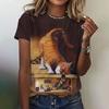 2025 Summer Women Fashion Trend Cute Cartoon Cat O-Neck Tops Tees Female Short Sleeve Clothing Ladies Vintage
