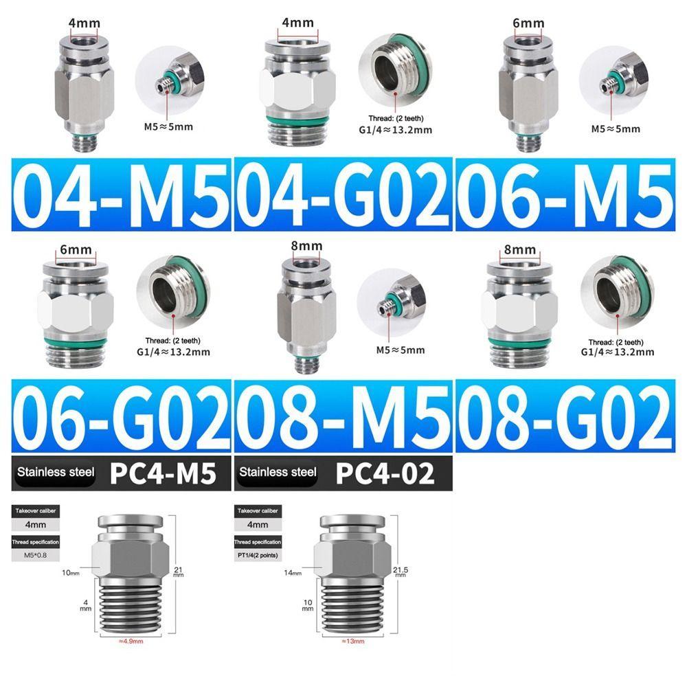 External Thread Pneumatic Quick Connector Stainless Steel Air Hose Fitting Air Hose Connections