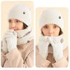 Yousheng 3 Pcs/Set Unisex Winter Beanie Scarf Gloves Set Thick Plush Knitted Warm Cap Gloves Elastic Ear Protection Windproof Winter Outdoor Cycling