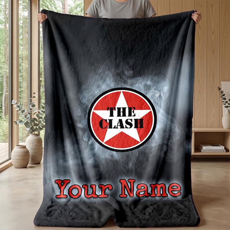 The Clash Custom Flannel Throw Blanket Print Your Name Text Soft Warm Blanket Holiday Present