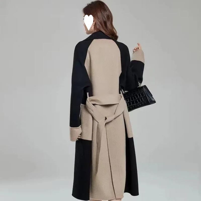 Женское длинное шерстяное пальто на зиму, новое, двусторонний бархат, стиль Хепберн, приталенное