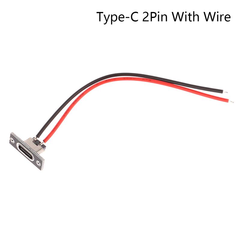 USB-разъем Type-C 2Pin 2P 4P водонепроницаемый полосовой паяный соединительный разъем для зарядки USB-разъем Type C