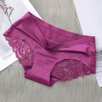 Бесшовное женское нижнее белье, шелковистые невидимые трусы-хипстеры средней посадки, кружевные, атласные, эластичные трусики-бикини