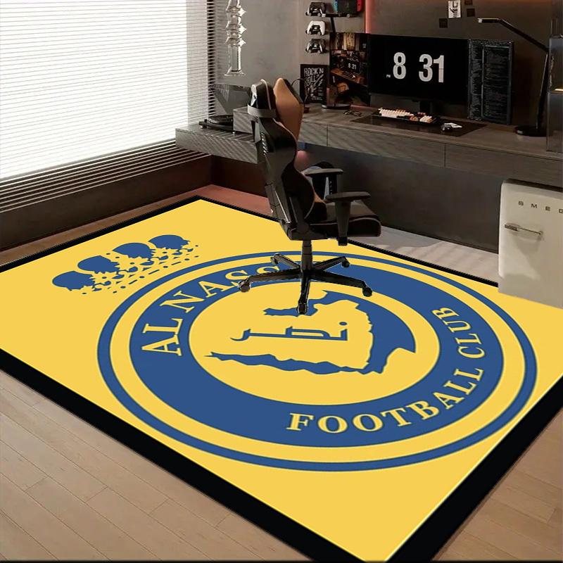 Nassr Football Club Crest Printed Office Carpet Chair Cushion Entryway Rug, Rugs for Living Room, Bedroom Christmas gifts