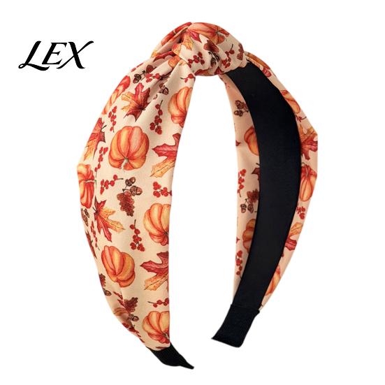 Autumn Headband for Women Fall Knotted Women, Pumpkin Maple Leaf Headband, Decorative Holiday Parties Wide Brim Hair Accessory Thanksgiving