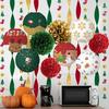 15 шт. рождественских бумажных фонариков, украшения, красные и зеленые помпоны, набор, веселый рождественский баннер для декора вечеринки в помещении и на открытом воздухе