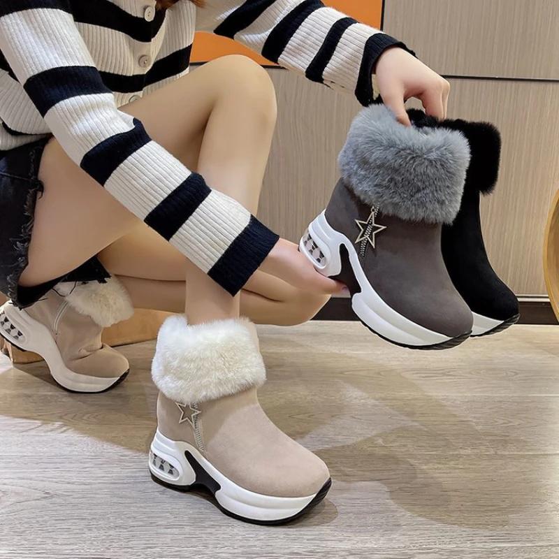 Модные зимние сапоги женские 2024, зимние корейские короткие ботинки-трубы Botas Mujer для отдыха Tênis, теплые утепленные хлопковые сапоги Zapatos Para Mujeres 43