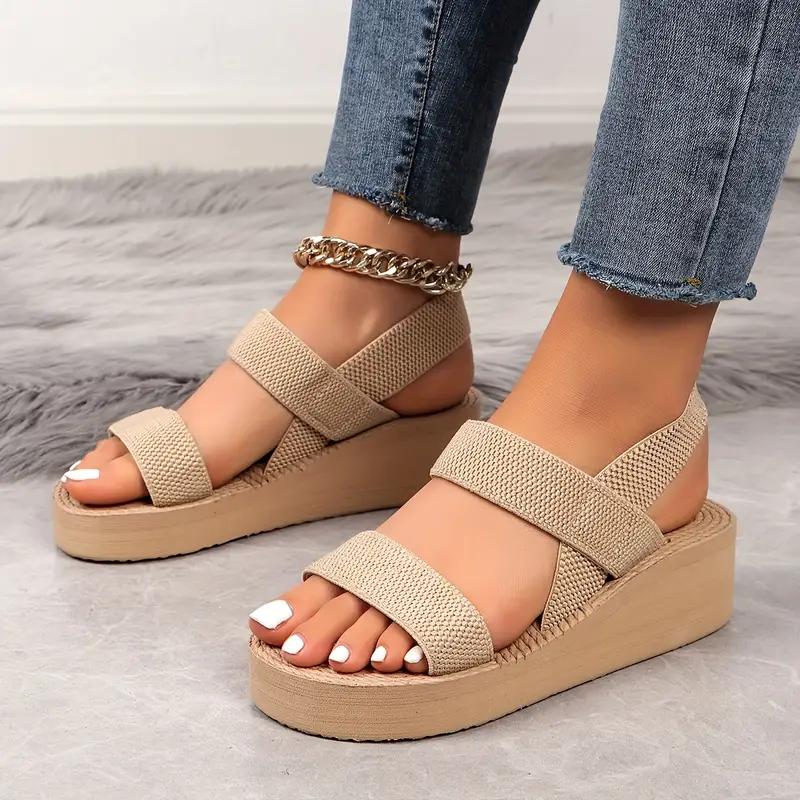 New Minimalist Slingback Wedge Sandals Outdoor Summer Lightweight Slides Solid Color Thick Bottom Ladies Shoes Female Sandals