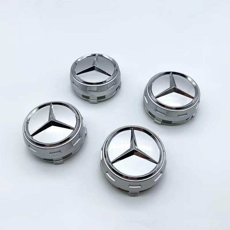 CDR4 4Pcs 75MM Car Wheel Center Hub Cap Cover For Mercedes Benz A B C S Class AMG W212 W205 W204 W211 W213 CLA GLC W176 W221 Sticker