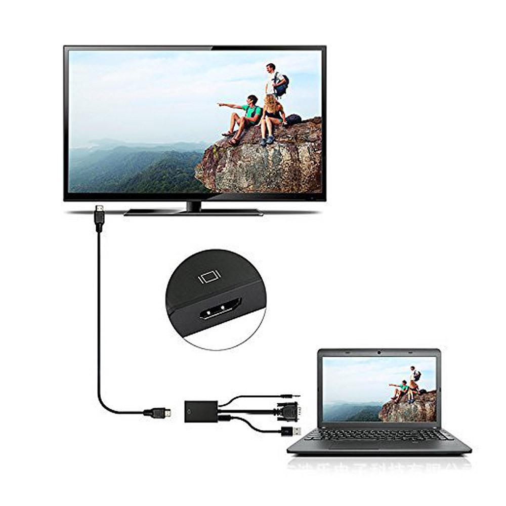 Кабель-адаптер VGA (папа) - HDMI (мама) с аудио для настольного дисплея